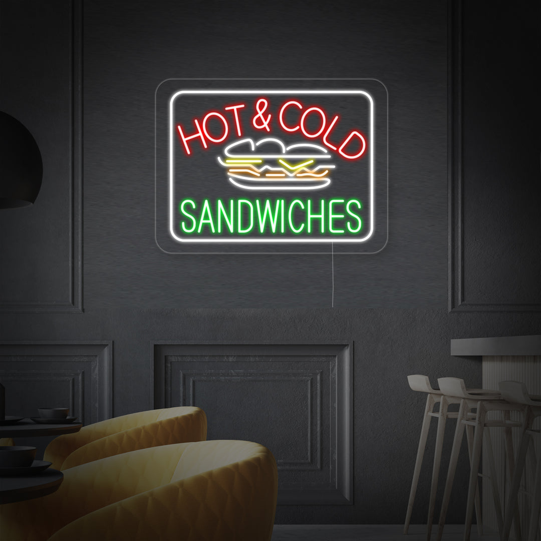 "Hot Cold Sandwiches" Enseigne Lumineuse en Néon