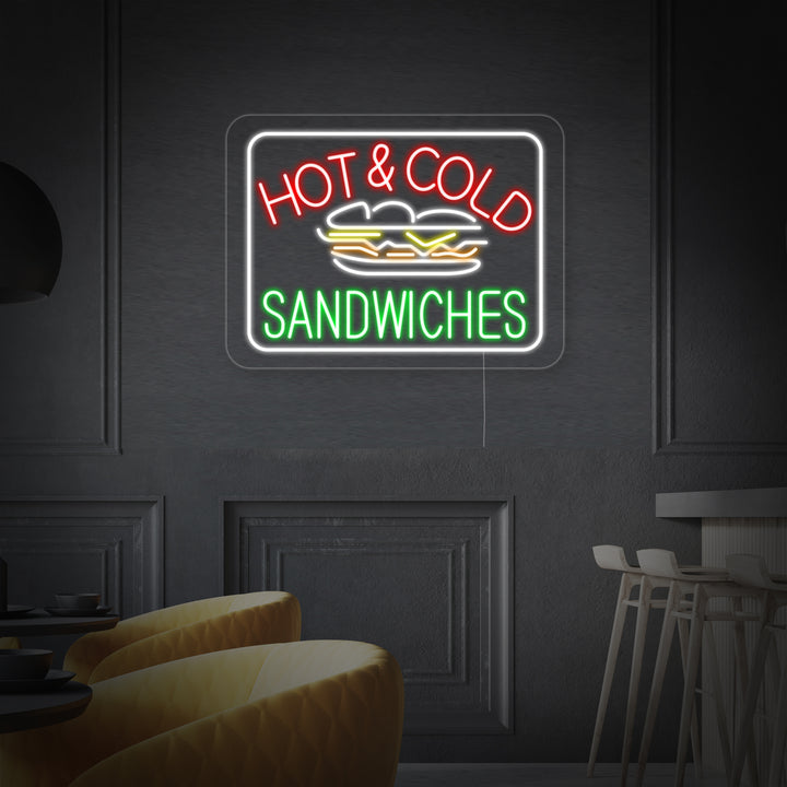 "Hot Cold Sandwiches" Enseigne Lumineuse en Néon