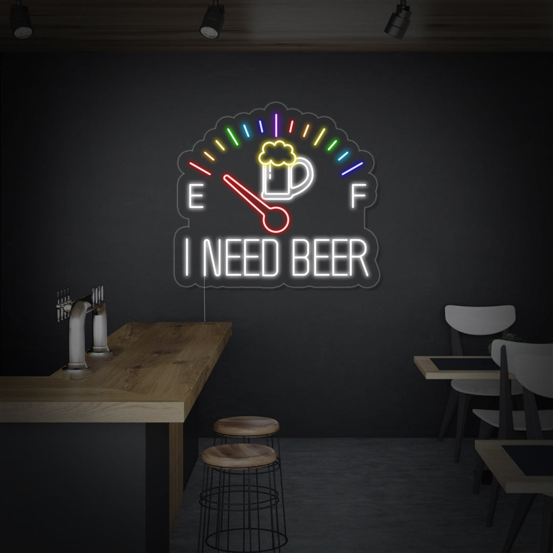 "I Need Beer Horloge" Enseigne Lumineuse en Néon