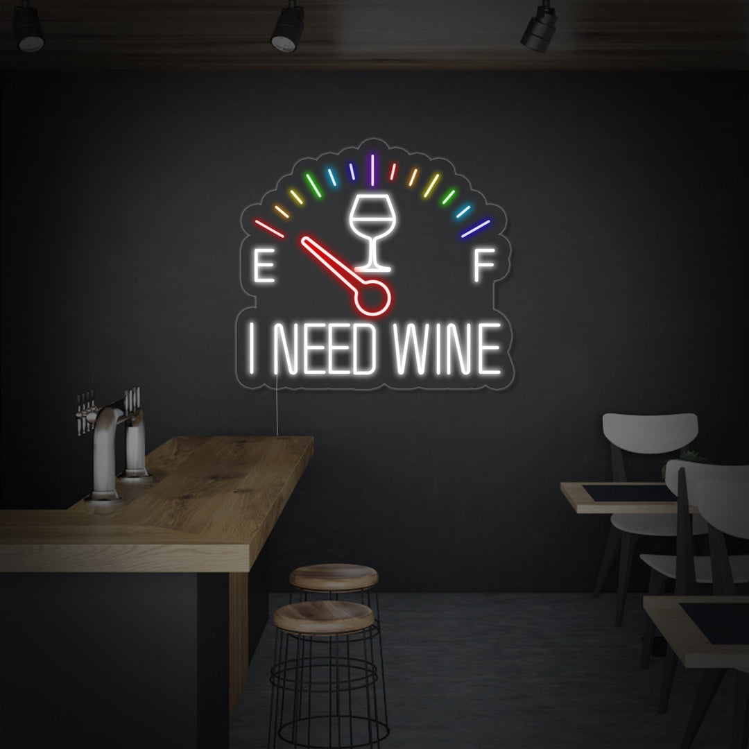 "I Need Wine Horloge" Enseigne Lumineuse en Néon