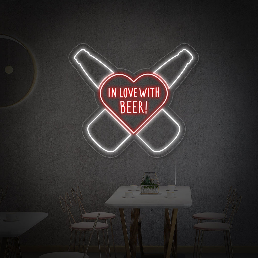"In Love With Beer Bar" Enseigne Lumineuse en Néon