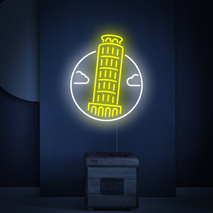 "Tour Penchée De Pise En Italie" Enseigne Lumineuse en Néon