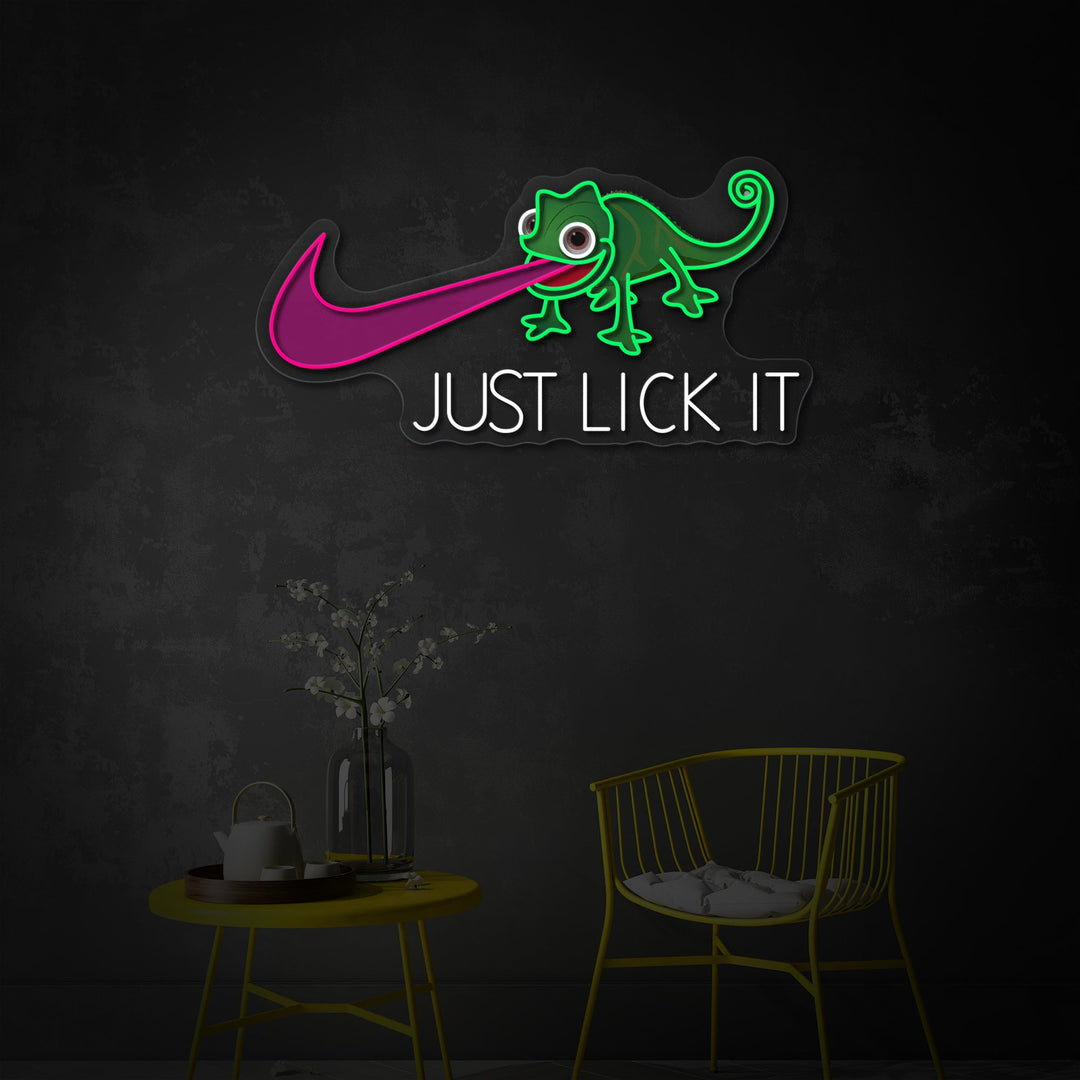 "Just Lick It" Enseigne néon LED imprimée UV