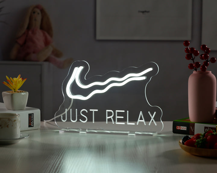 "Just Relax" Desk LED Enseigne Lumineuse en Néon
