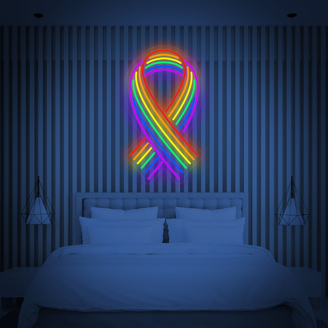 "LGBT Ribbon Arc-en-ciel" Enseigne Lumineuse en Néon