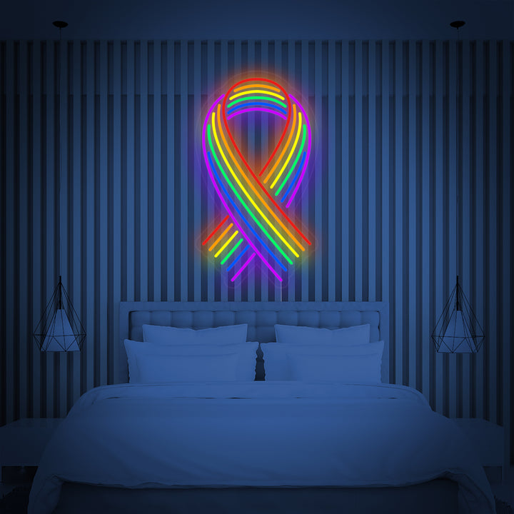 "Drapeau Arc-En-Ciel Fierté Lgbt Unique, Ruban" Enseigne Lumineuse en Néon