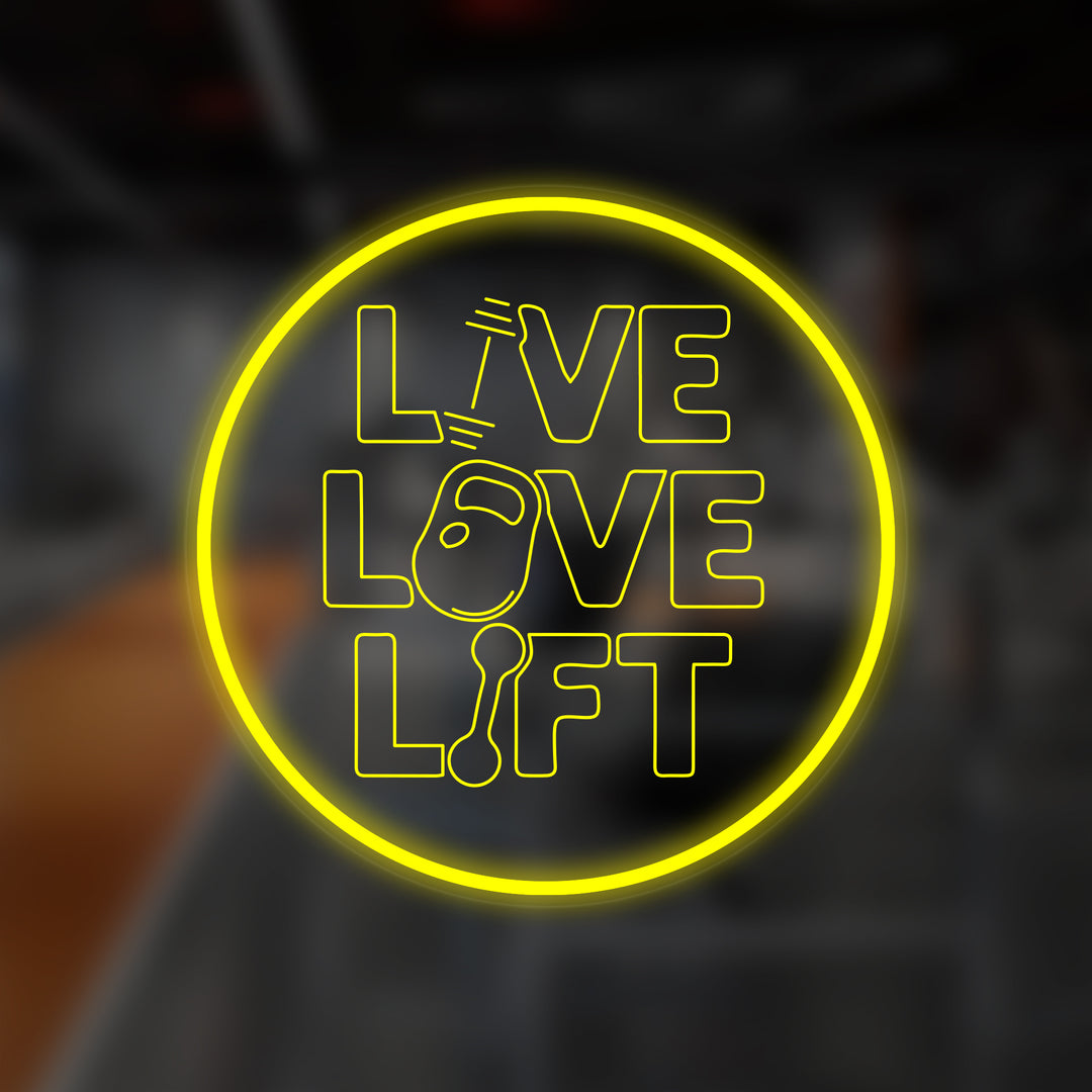 "Live Love Lift Home" Mini Enseigne au Néon, Enseigne Néon Fitness