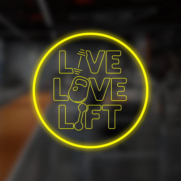 Enseigne Lumineuse Miniaturisée "Live Love Lift", Salle De Sport