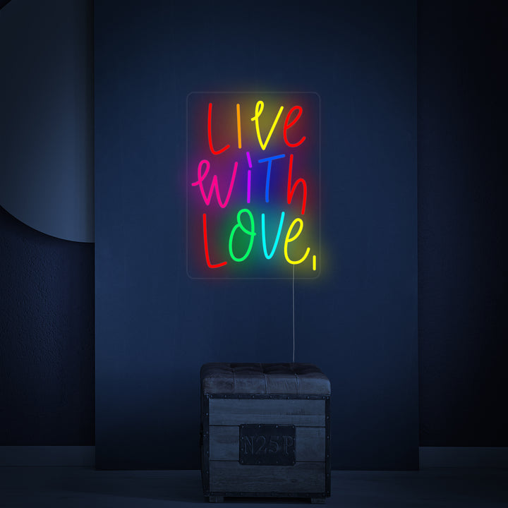 "Live With Love" Enseigne Lumineuse en Néon