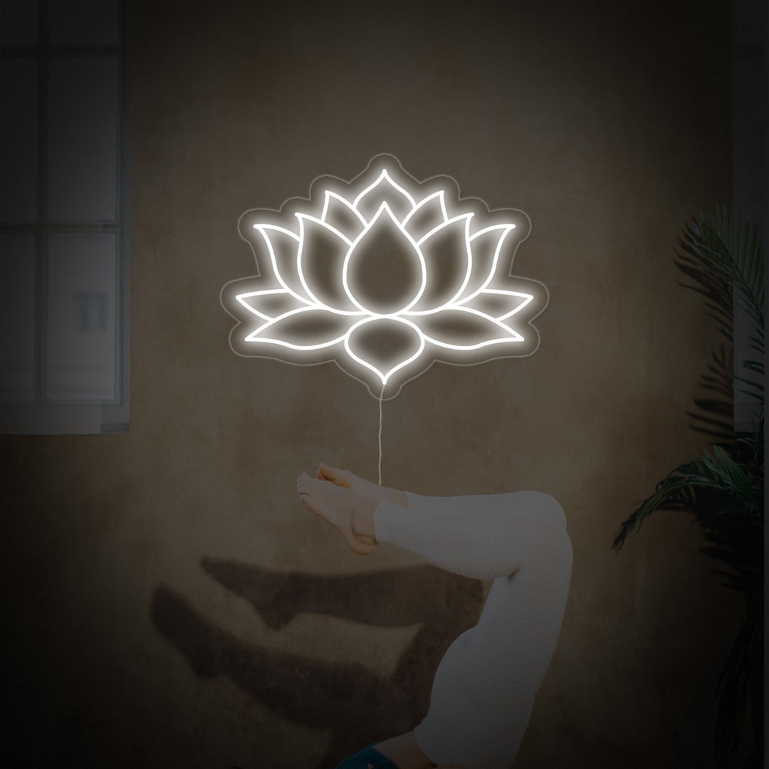 "Yoga de la fleur de lotus" Enseigne Lumineuse en Néon, Yoga Décor