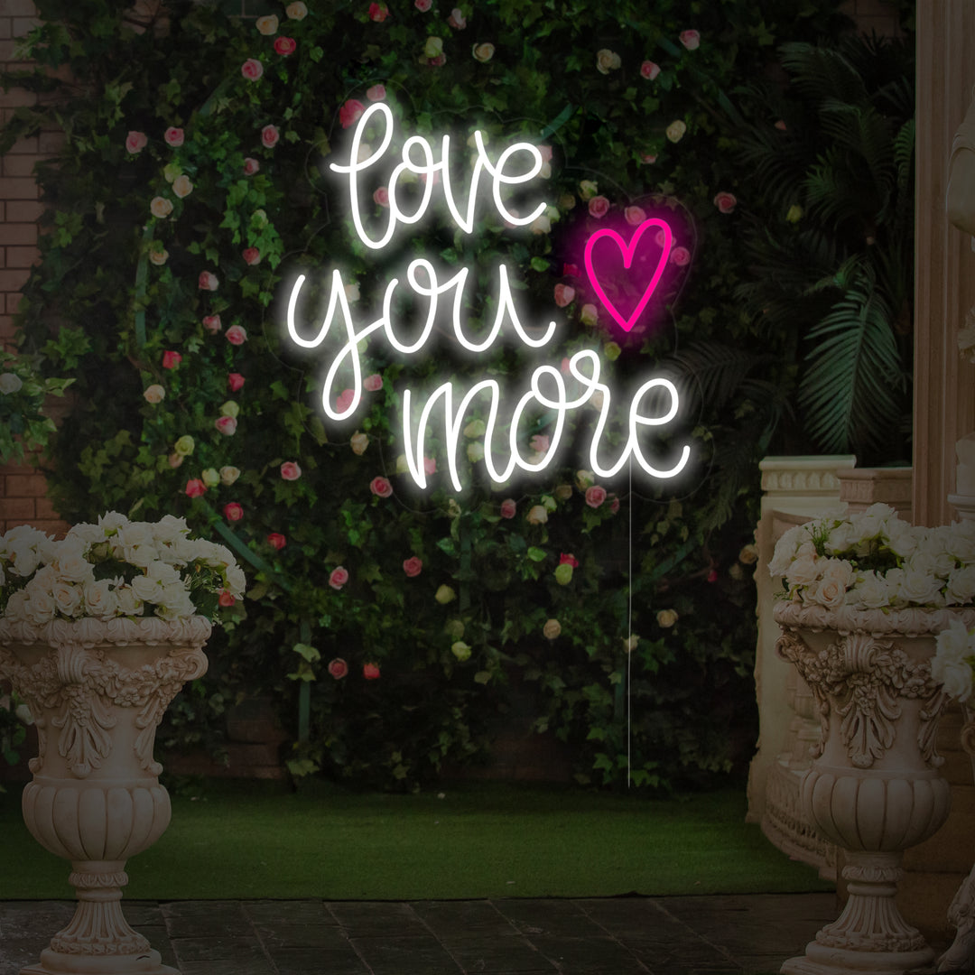 "Love You More Heart" Enseigne Lumineuse en Néon