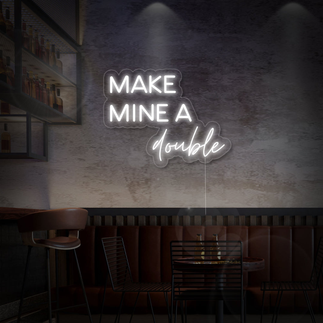 "Make Mine A Double Bar À Bière" Enseigne Lumineuse en Néon