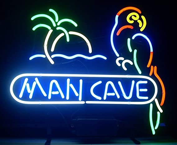 "Man Cave, Perroquet" Enseigne Lumineuse en Néon