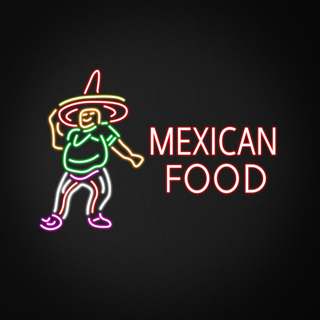 "Mexican Food, Homme, Logo" Enseigne Lumineuse en Néon