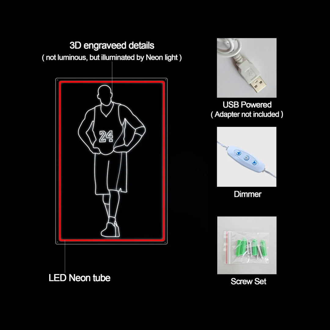 Enseigne Lumineuse Miniaturisée "Joueur De Basket 23"