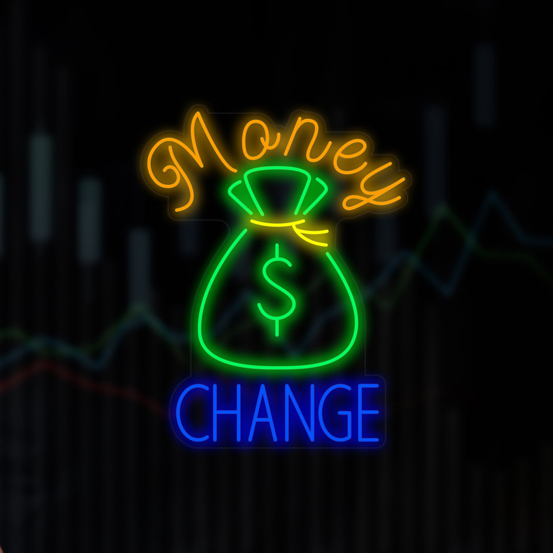 "Money Change" Enseigne Lumineuse en Néon
