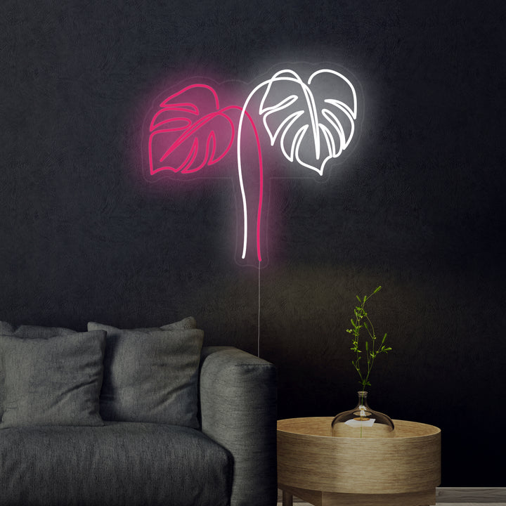 "Feuilles De Monstera" Enseigne Lumineuse en Néon