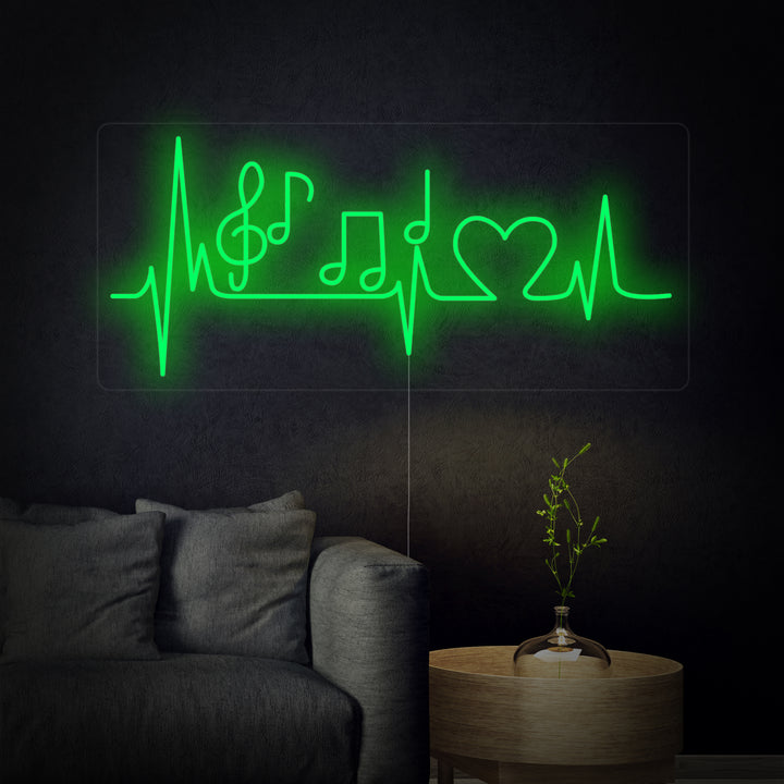 "Note De Musique Et Cœur Palpitant" Enseigne Lumineuse en Néon