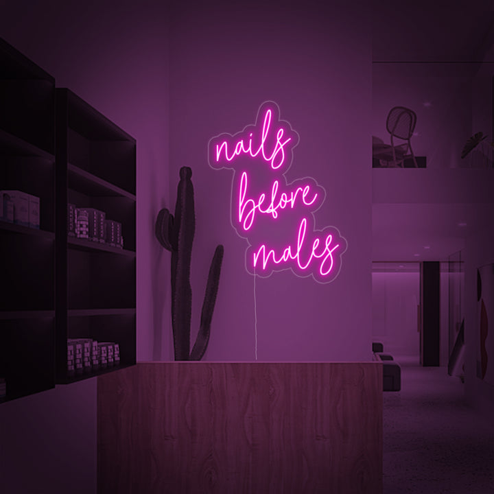 "Nails Before Males" Enseigne Lumineuse en Néon