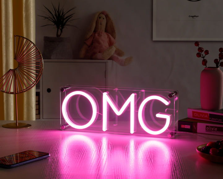 "OMG" Desk LED Enseigne Lumineuse en Néon