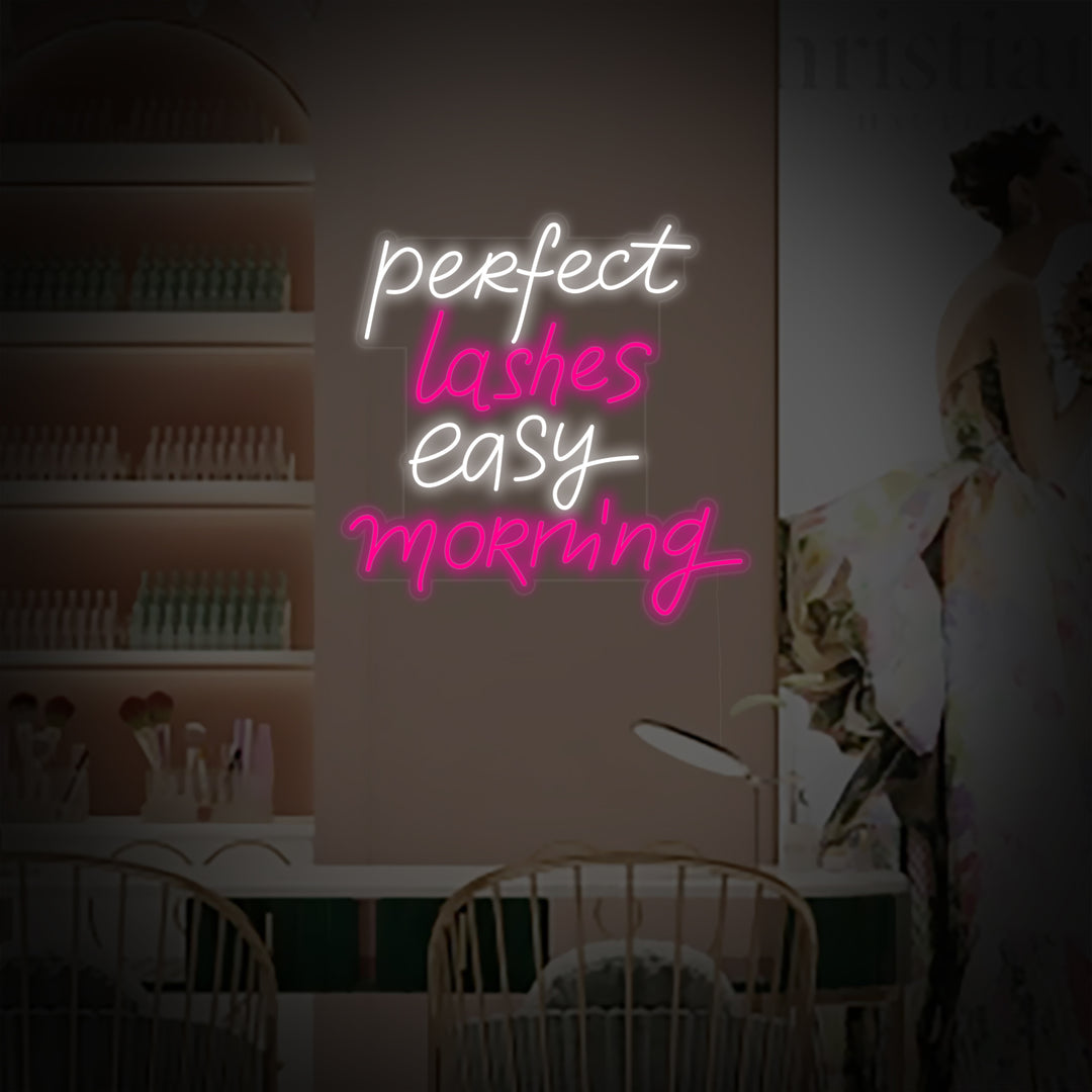 "Perfect Lashes Easy Morning" Enseigne Lumineuse en Néon