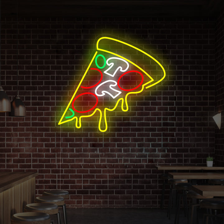 "Pizza Qui Goutte" Enseigne Lumineuse en Néon