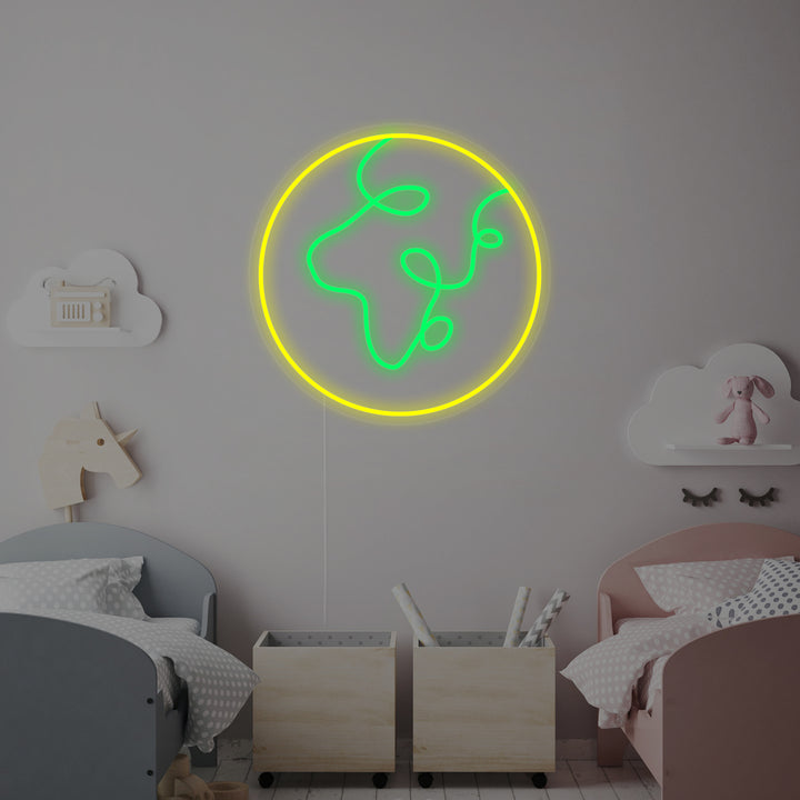 "Planète Et Terre, Décoration De Chambre D'Enfant" Enseigne Lumineuse en Néon