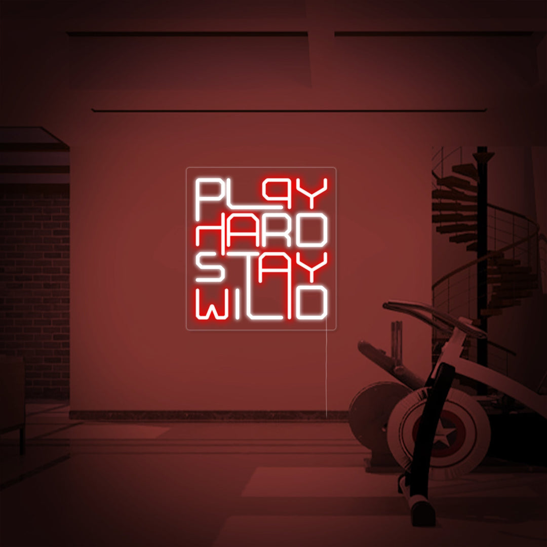 "Play Hard Stay Wild" Enseigne Lumineuse en Néon