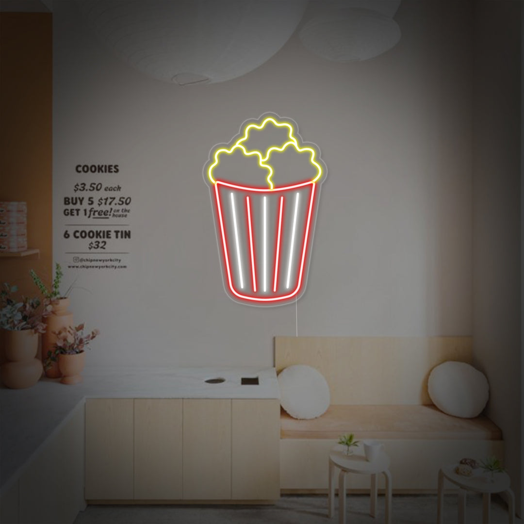 "Popcorn" Enseigne Lumineuse en Néon