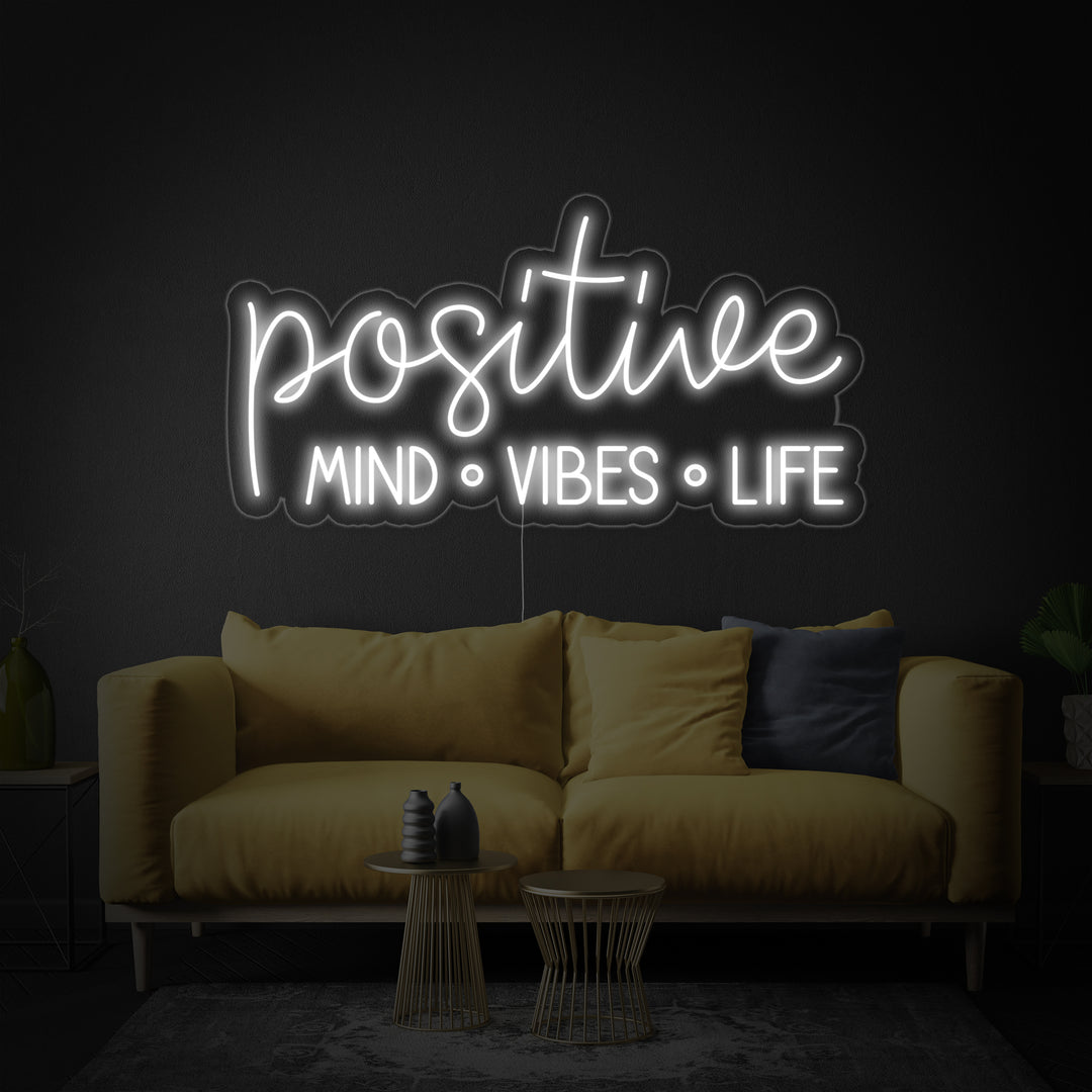 "Positive Mind Vibes Life" Enseigne Lumineuse en Néon