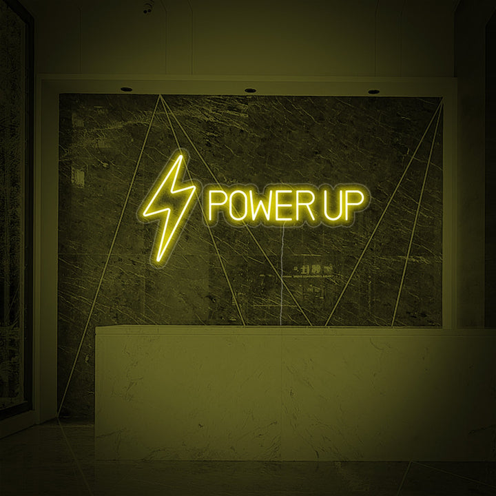"Power Up, Décor De La Salle De Sport, Citations Du Fitness, Citations De La Séance D'Entraînement" Enseigne Lumineuse en Néon