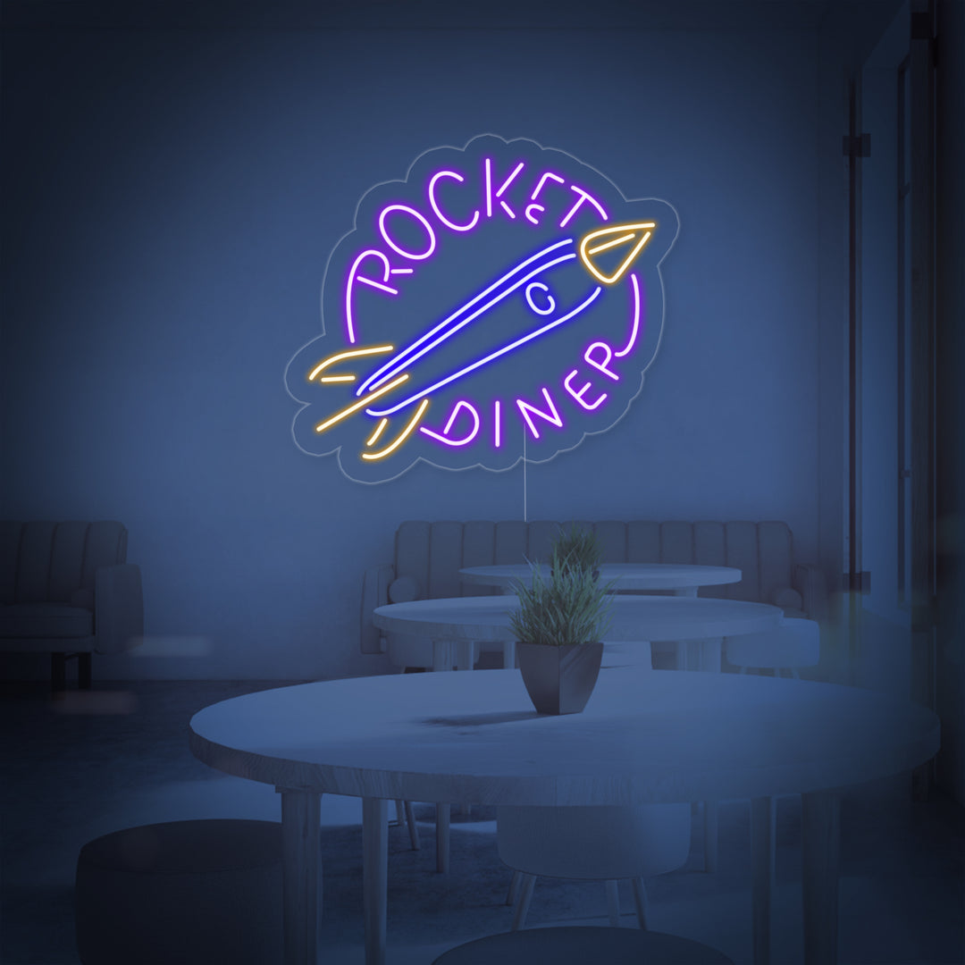 "Rocket Diner" Enseigne Lumineuse en Néon