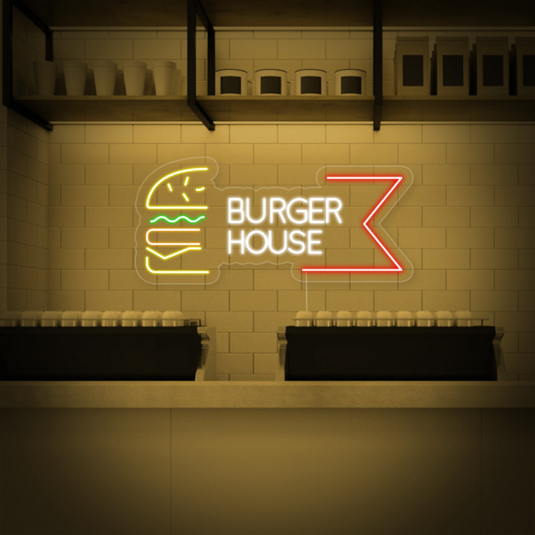 "Restaurant Burger House" Enseigne Lumineuse en Néon