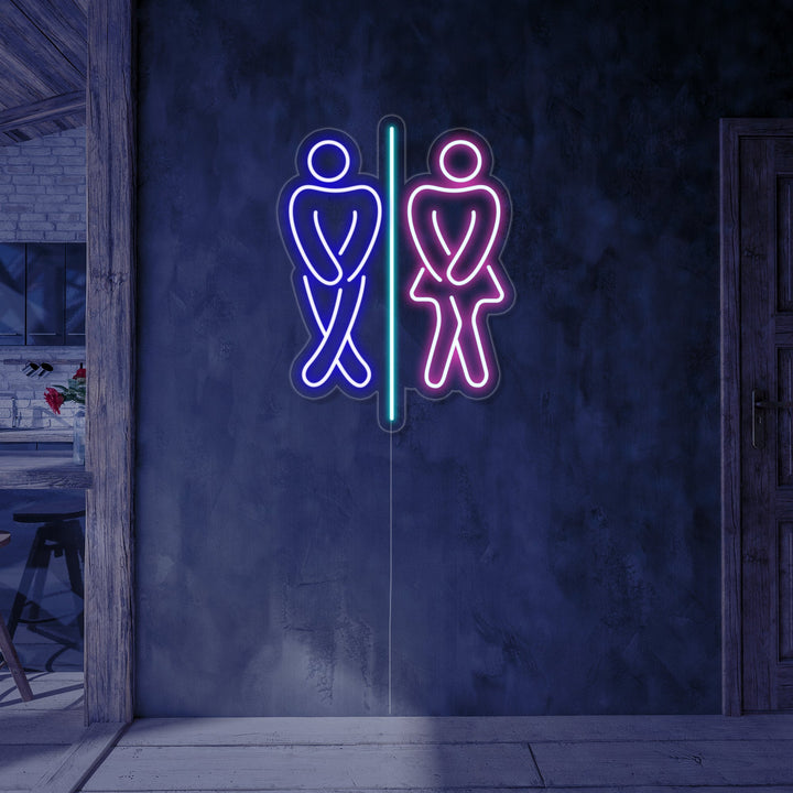 "Toilettes, garçon, fille, toilettes" Lumineuse en Néon