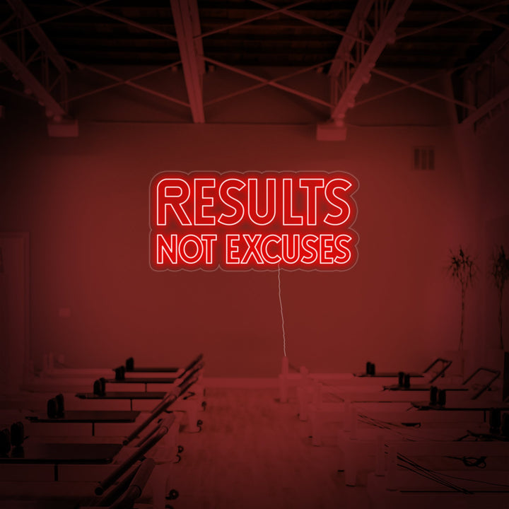 "Results Not Excuses, Décoration De La Salle De Sport, Citations Du Fitness, Citations De L'Entraînement" Enseigne Lumineuse en Néon