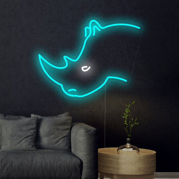 "Tête De Rhinocéros" Enseigne Lumineuse en Néon