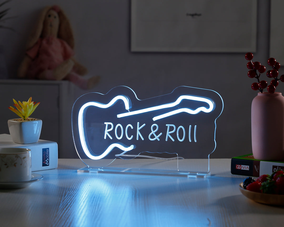 "Rock Roll" Desk LED Enseigne Lumineuse en Néon