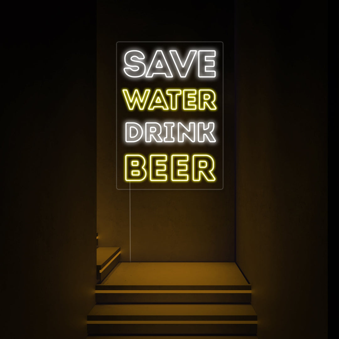 "Save Water Drink Beer" Lumineuse en Néon