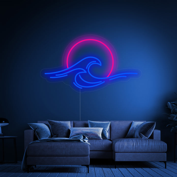 "Mer Coucher De Soleil Lever De Soleil Vague" Enseigne Lumineuse en Néon