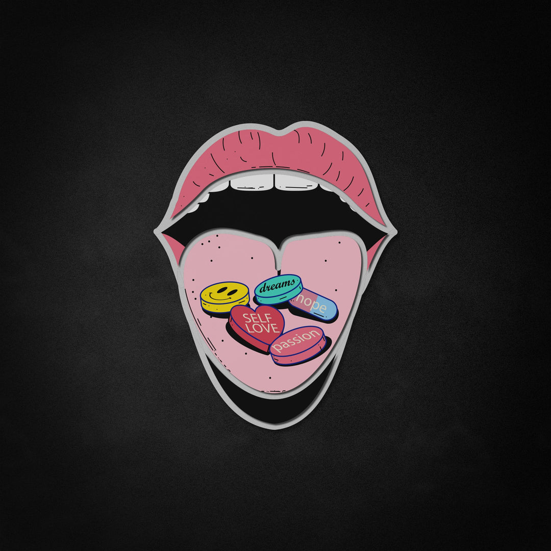 "Pilules d'auto-amour, bouche" Neon Like