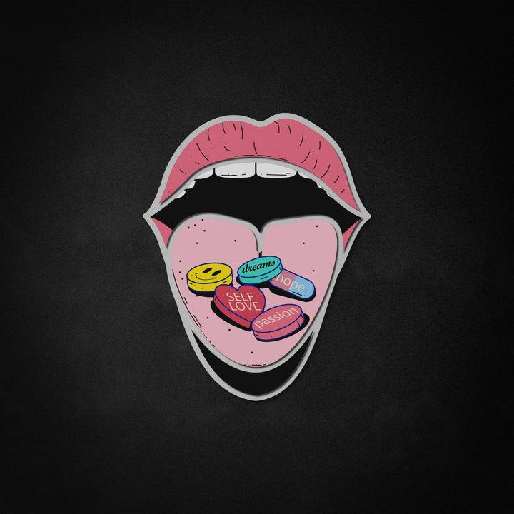 "Pilules d'auto-amour, bouche" Neon Like