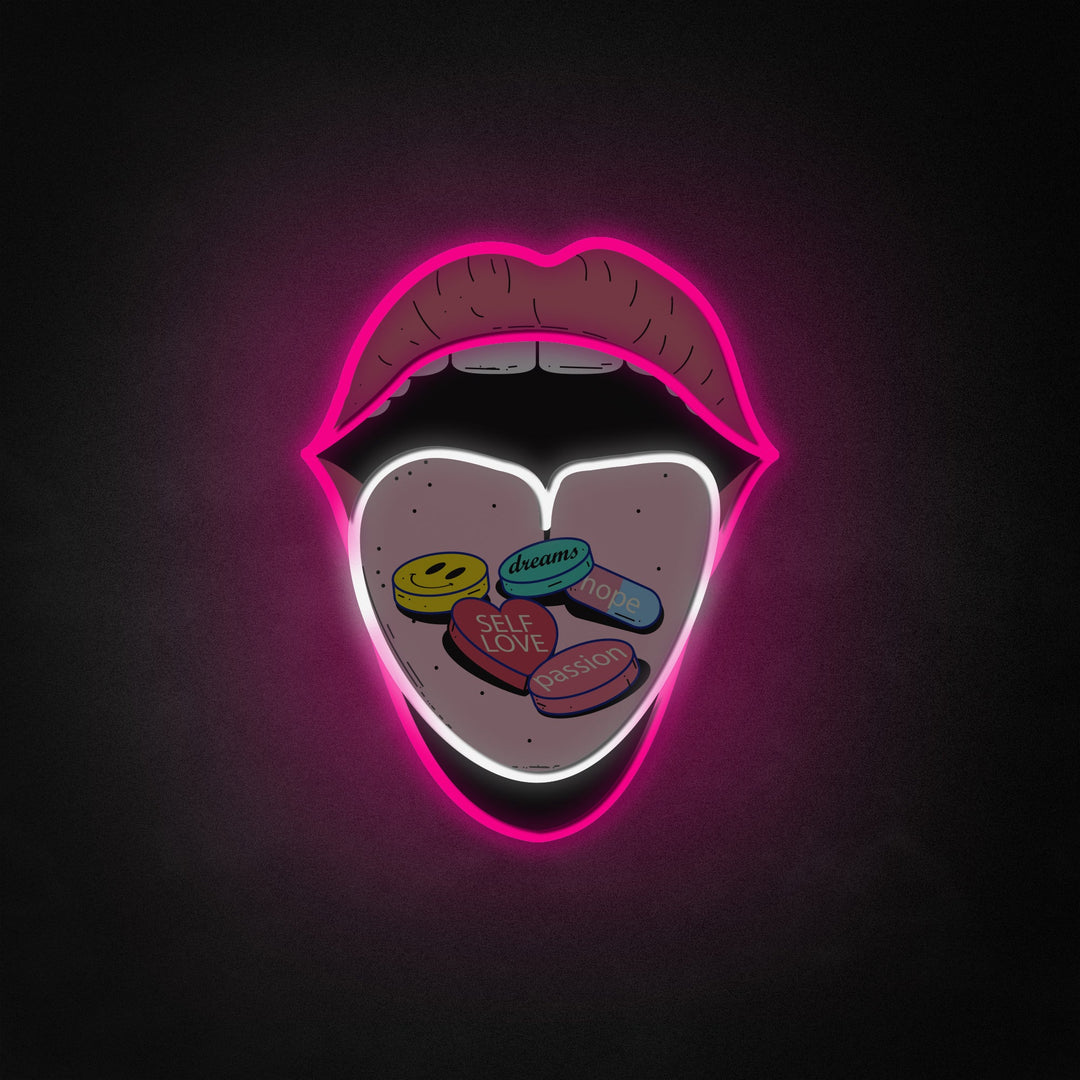 "Pilules d'auto-amour, bouche" Neon Like