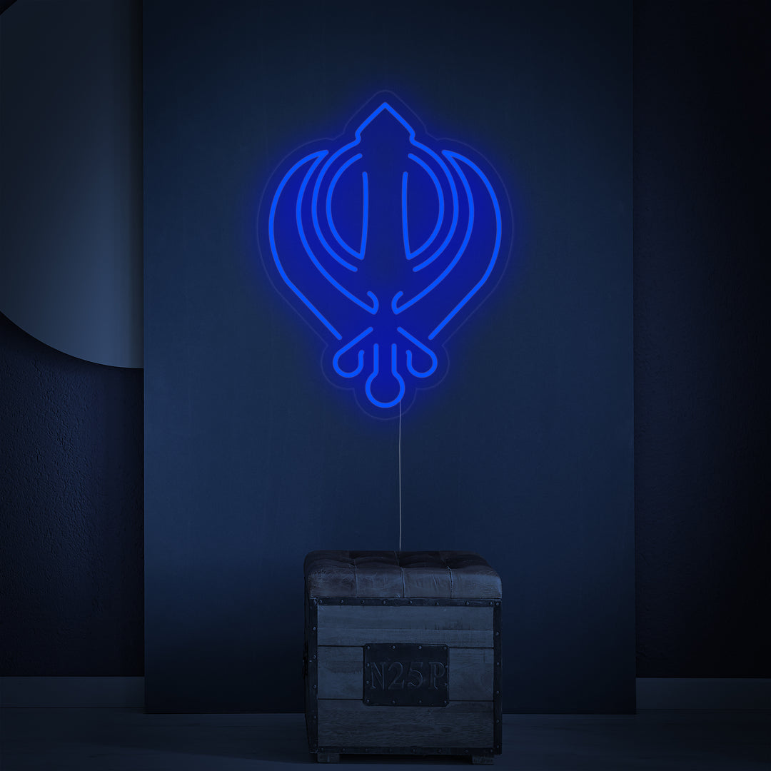 "Symbole Khanda Du Sikhisme" Enseigne Lumineuse en Néon
