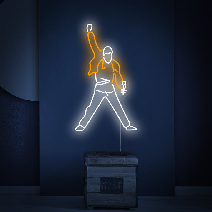 "Homme Chantant Art Musique" Enseigne Lumineuse en Néon