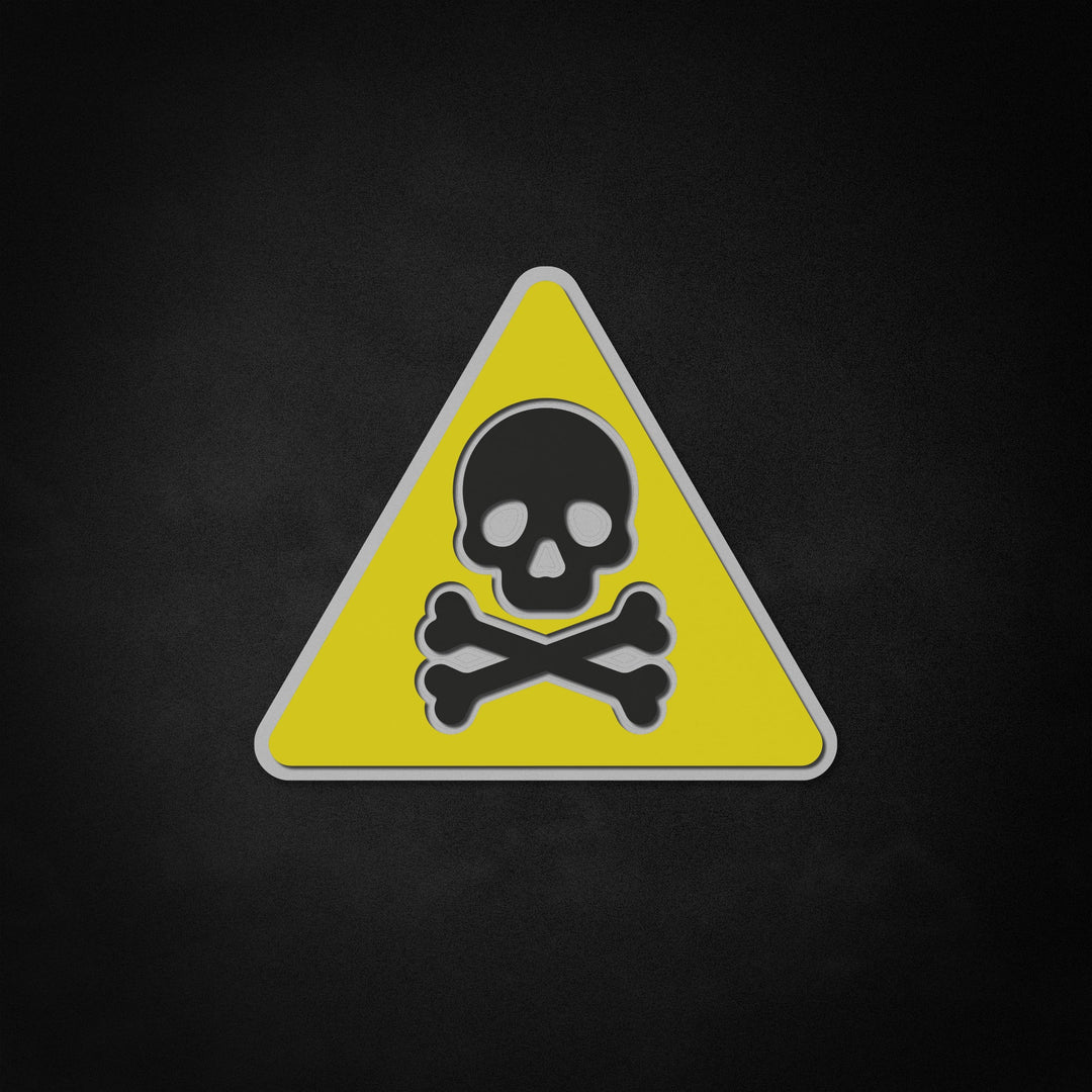 "Skull et Crossbones, Symbole d'avertissement Triangle" Neon Like