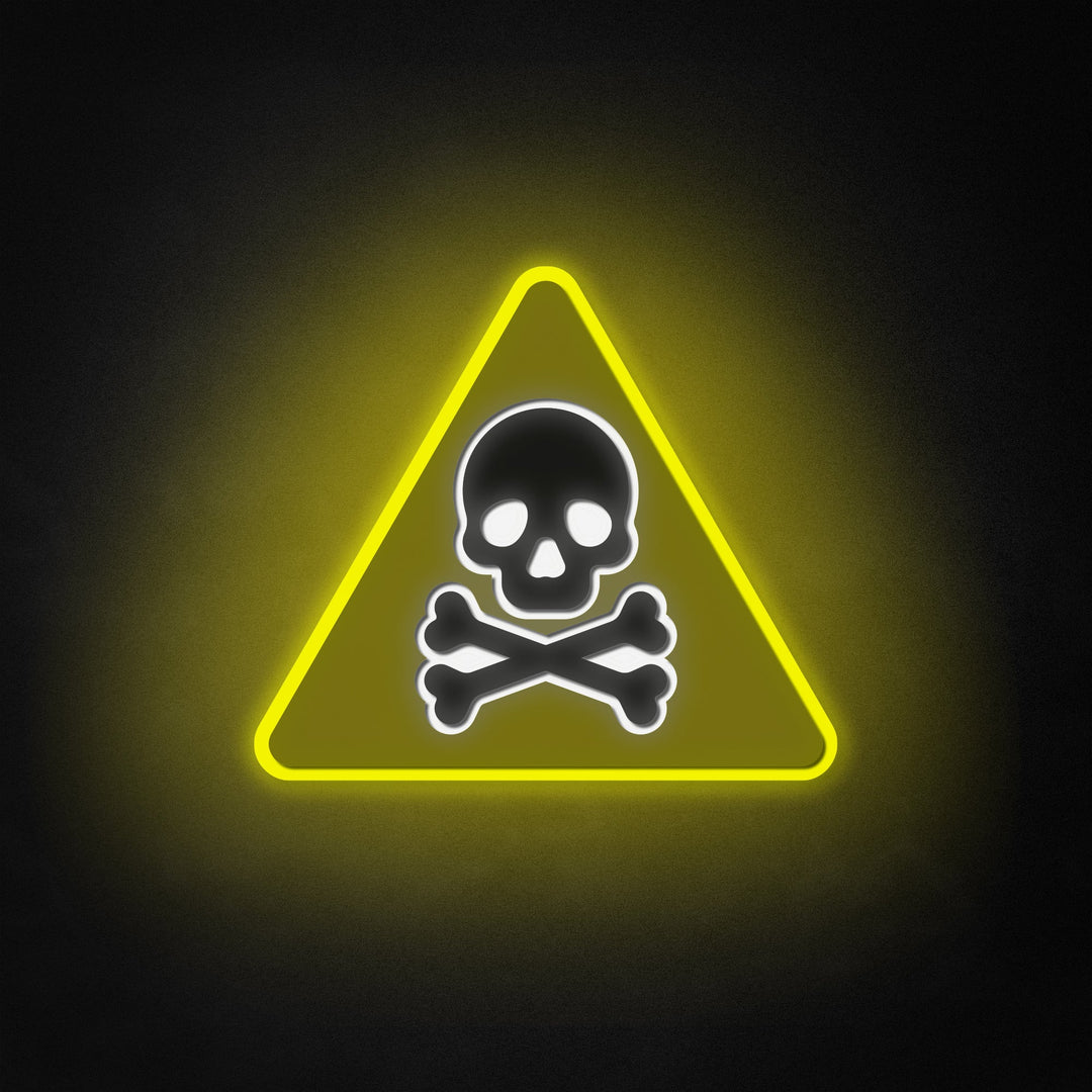 "Skull et Crossbones, Symbole d'avertissement Triangle" Neon Like