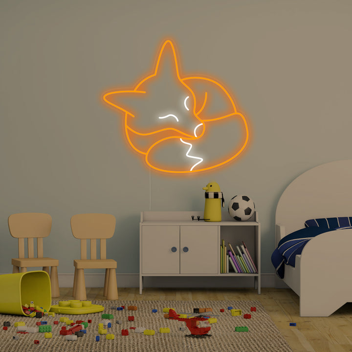 "Renard Endormi, Décoration De Chambre D'Enfant" Enseigne Lumineuse en Néon