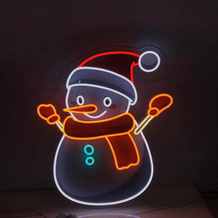 "Bonhomme De Neige" Enseigne Lumineuse en Néon