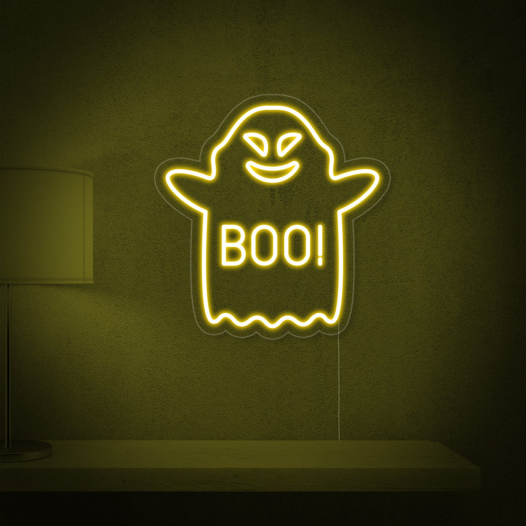 "Boo Fantôme" Enseigne Lumineuse en Néon