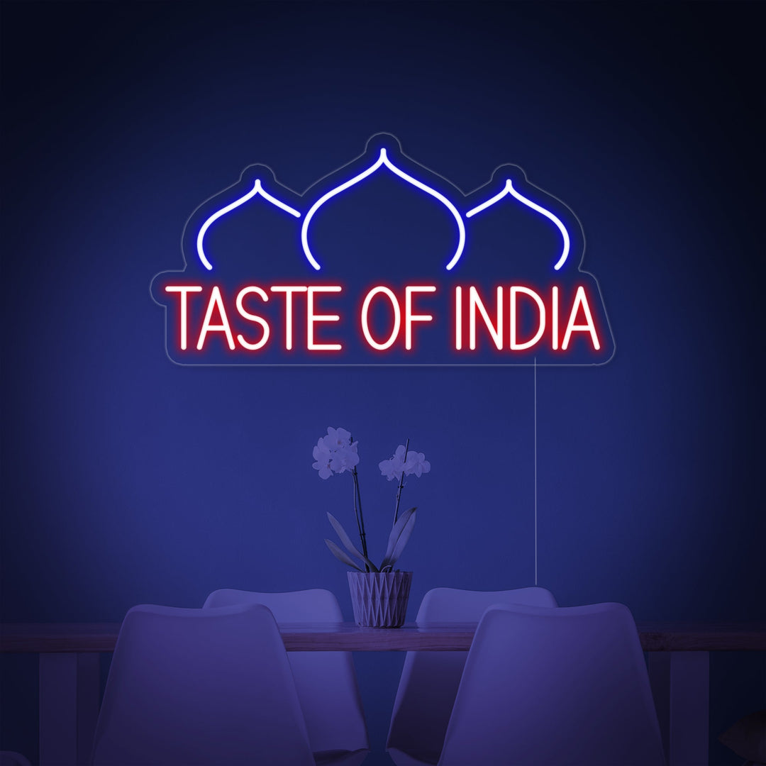 "TASTE OF INDIA, Restaurant, oignon" Lumineuse en Néon